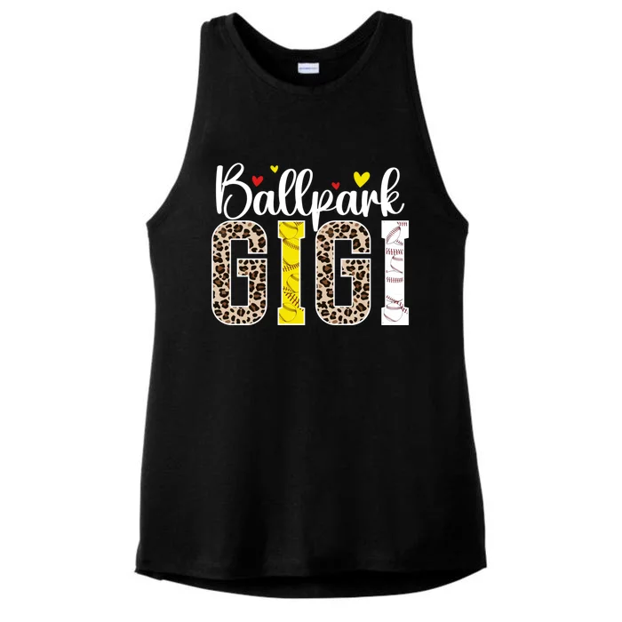 Ballpark Gigi Leopard Baseball Softball Gigi Grandma Gift Ladies Tri-Blend Wicking Tank