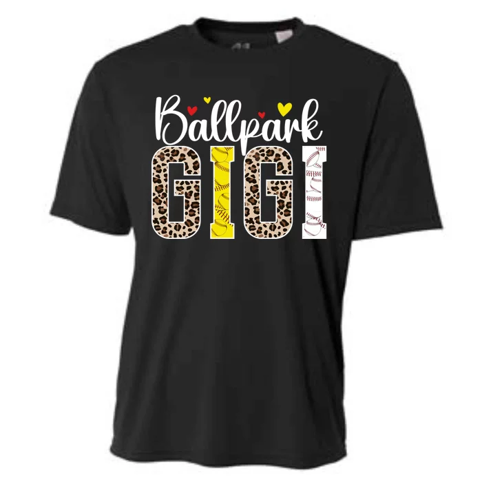 Ballpark Gigi Leopard Baseball Softball Gigi Grandma Gift Cooling Performance Crew T-Shirt