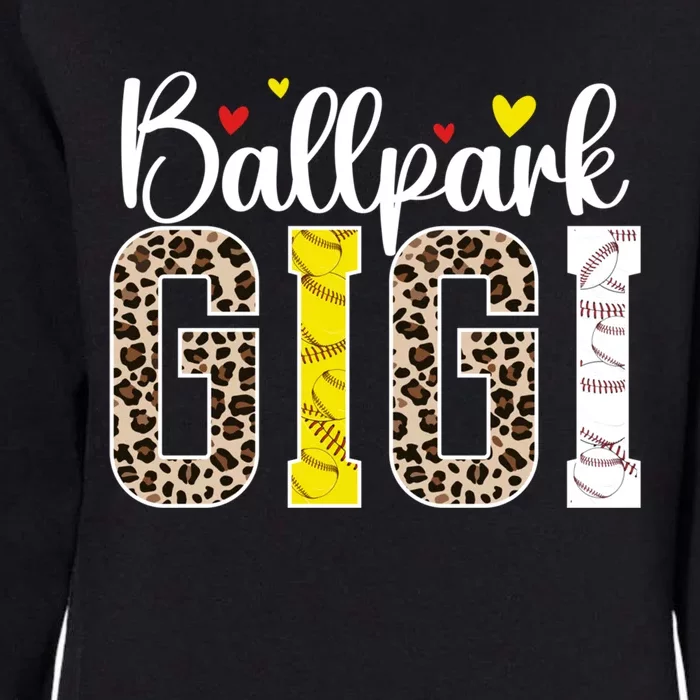 Ballpark Gigi Leopard Baseball Softball Gigi Grandma Gift Womens California Wash Sweatshirt