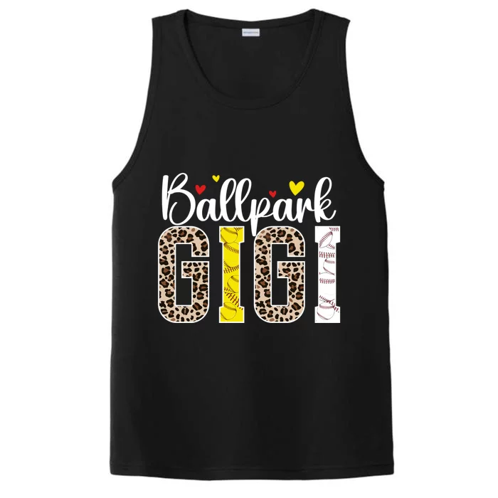 Ballpark Gigi Leopard Baseball Softball Gigi Grandma Gift Performance Tank