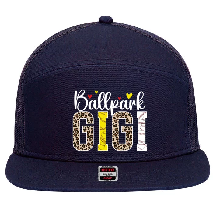 Ballpark Gigi Leopard Baseball Softball Gigi Grandma Gift 7 Panel Mesh Trucker Snapback Hat