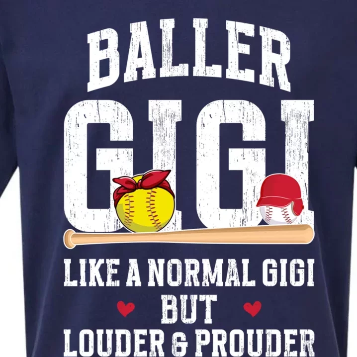 Baller Gigi Louder And Prouder Baseball Softball Gigi Grandma Gift Sueded Cloud Jersey T-Shirt