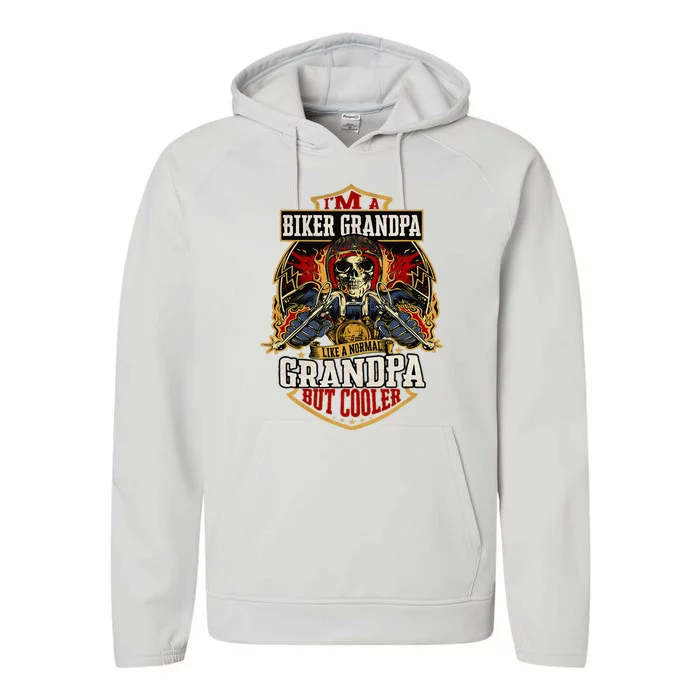 Biker Grandpa Like A Normal Grandpa But Cooler Performance Fleece Hoodie