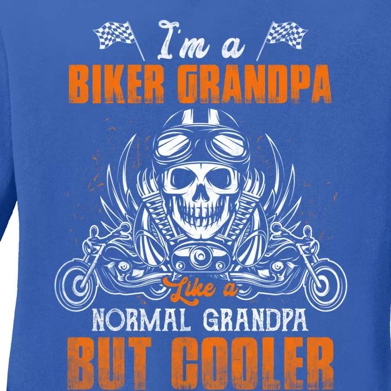 Biker Grandpa Legend Motorcycle Like Normal Father's Day Gift Ladies Long Sleeve Shirt