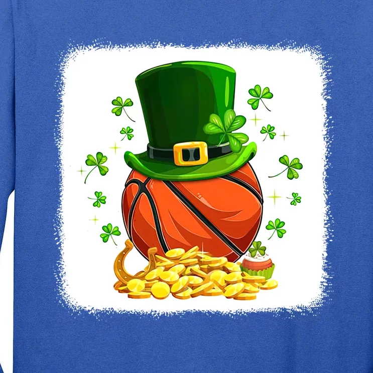 Basketball Gameday Leprechaun Hat Shamrocks St Patricks Day Funny Gift Tall Long Sleeve T-Shirt