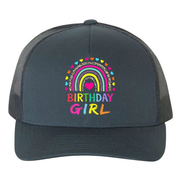 Birthday Girl Leopard Rainbow Birthday Party Family Yupoong Adult 5-Panel Trucker Hat