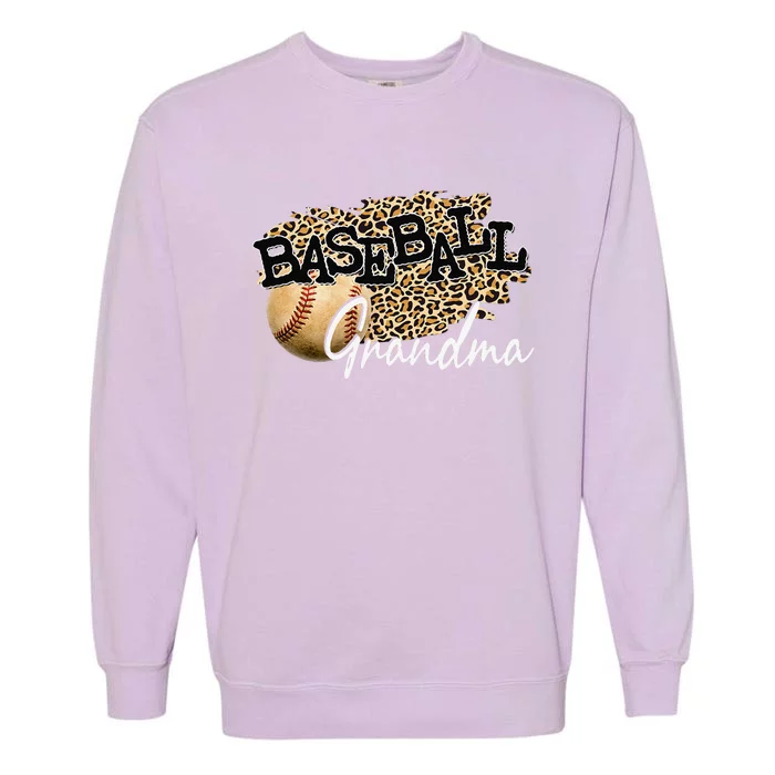 Baseball Grandma Leopard Mother's Day Garment-Dyed Sweatshirt