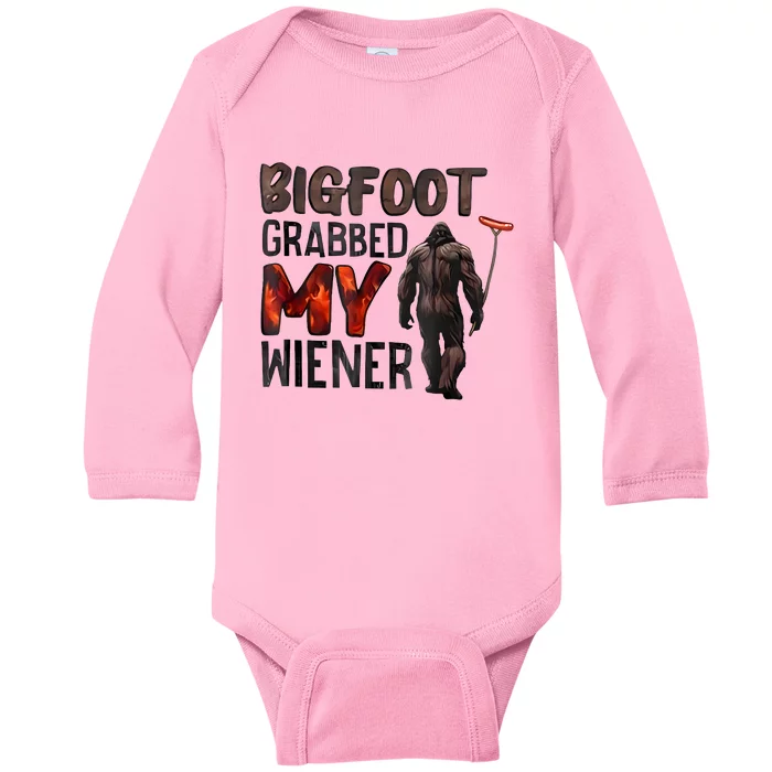 Bigfoot Grabbed My Wiener Baby Long Sleeve Bodysuit