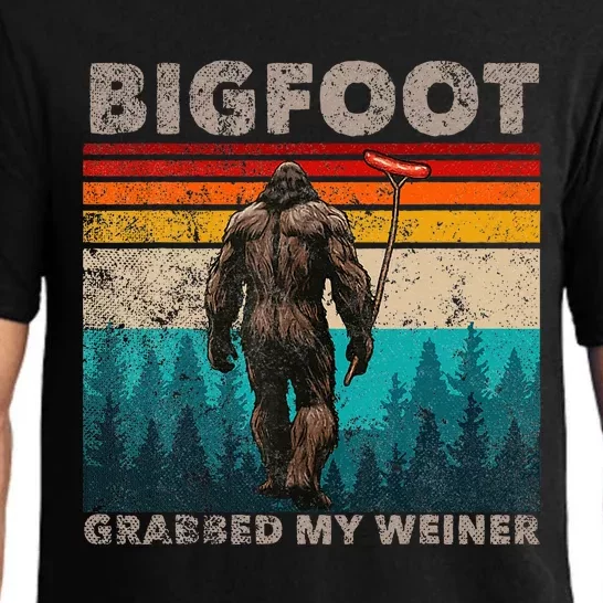 Bigfoot Grabbed My Wiener Funny Sausage Sasquatch Believers Pajama Set