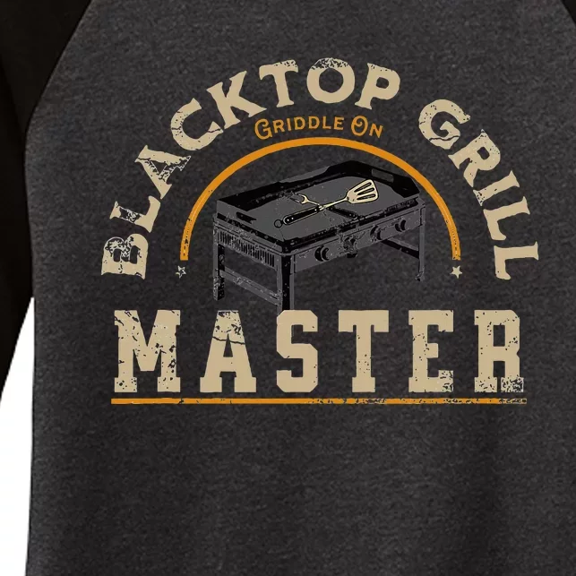 Blacktop Grill Master Griddle Bbq Stone Chef Women's Tri-Blend 3/4-Sleeve Raglan Shirt