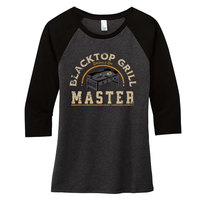 Blacktop Grill Master Griddle Bbq Stone Chef Women's Tri-Blend 3/4-Sleeve Raglan Shirt