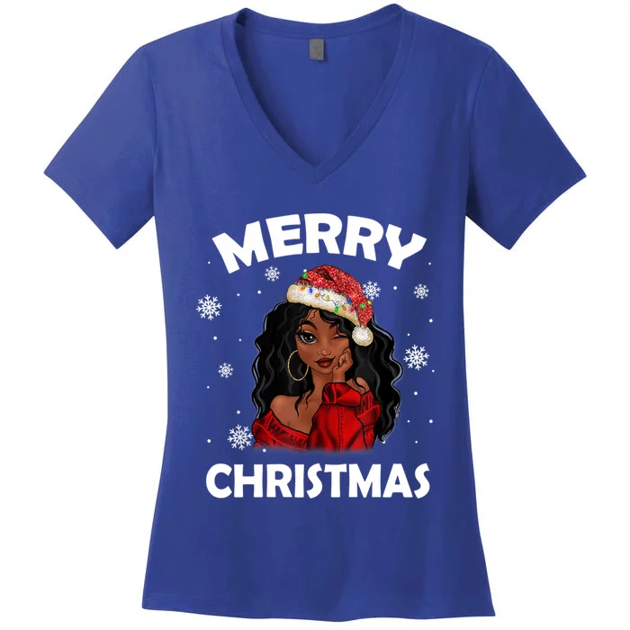 Black Girl Magic Merry Christmas African American Xmas Gift Women's V-Neck T-Shirt