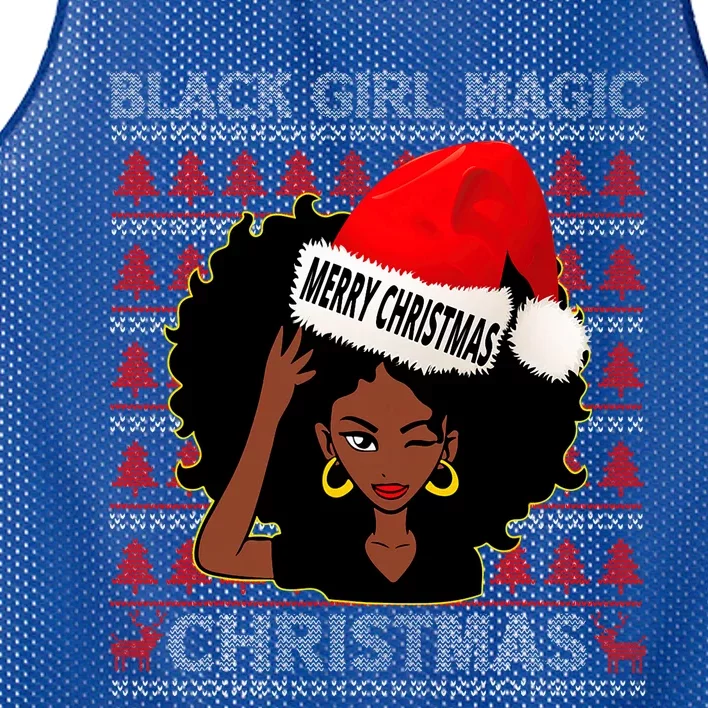 Black Girl Magic Merry Christmas African American Woman Xmas Mesh Reversible Basketball Jersey Tank