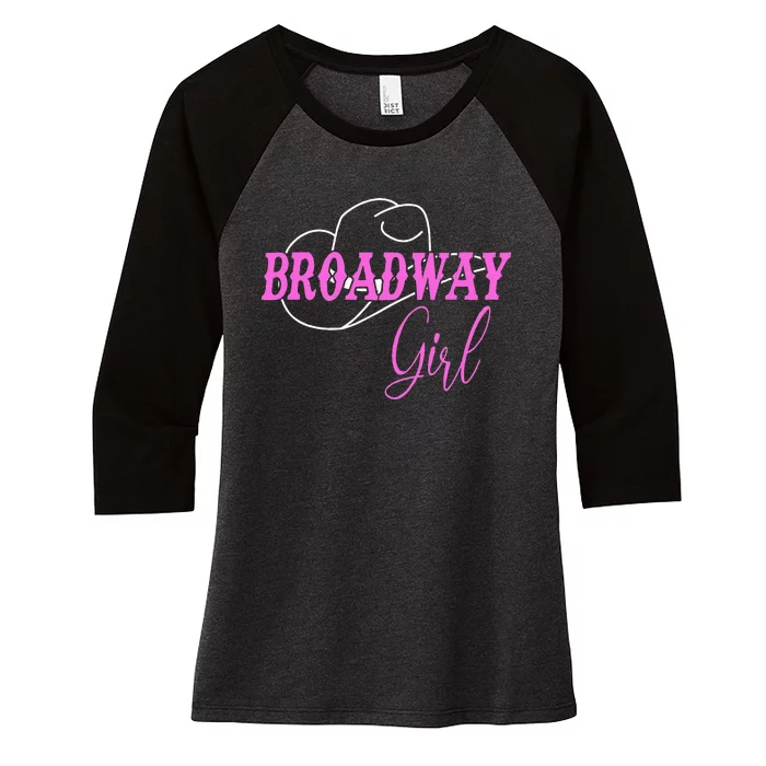 Broadway Girl Merch Outfit Women's Tri-Blend 3/4-Sleeve Raglan Shirt