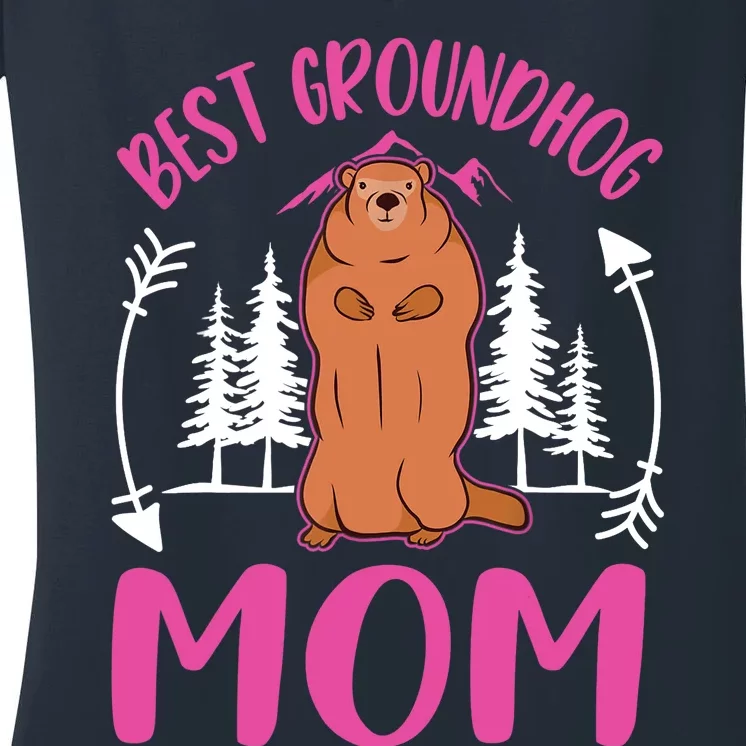 Best Groundhog Mom Ever Marmot Groundhog Mom Women's V-Neck T-Shirt