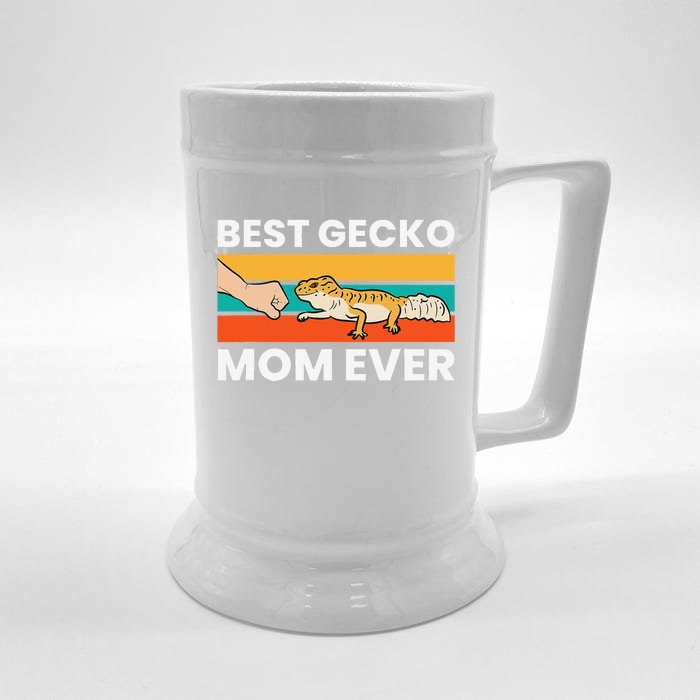 Best Gecko Mom Ever Funny Leopard Gecko Mom Front & Back Beer Stein