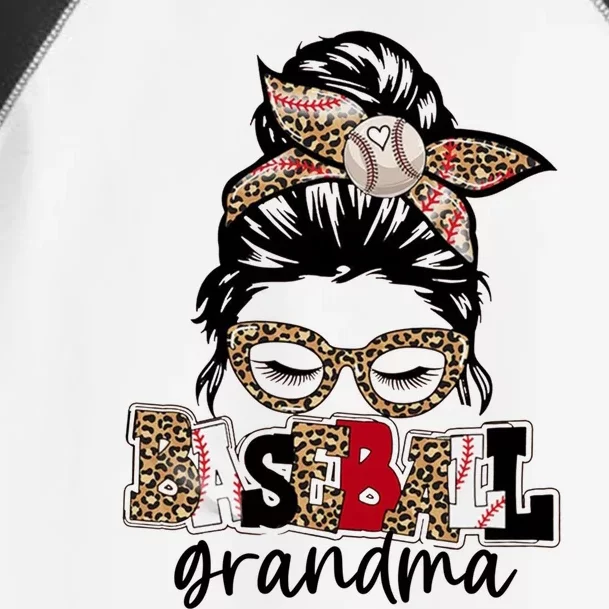 Baseball Grandma Messy Bun Leopard Baseball Grandma Gift Toddler Fine Jersey T-Shirt