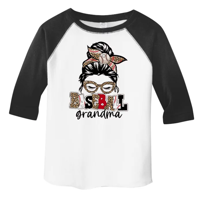 Baseball Grandma Messy Bun Leopard Baseball Grandma Gift Toddler Fine Jersey T-Shirt