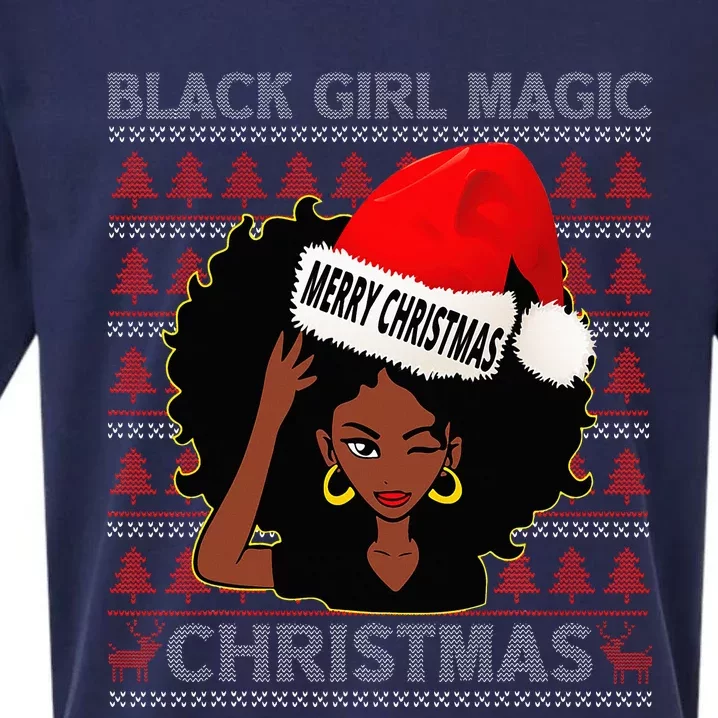 Black Girl Magic Merry Christmas African American Woman Xmas Sueded Cloud Jersey T-Shirt