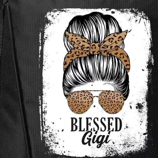 Blessed Gigi Messy Hair Bun Leopard Pattern Mother's Day City Backpack