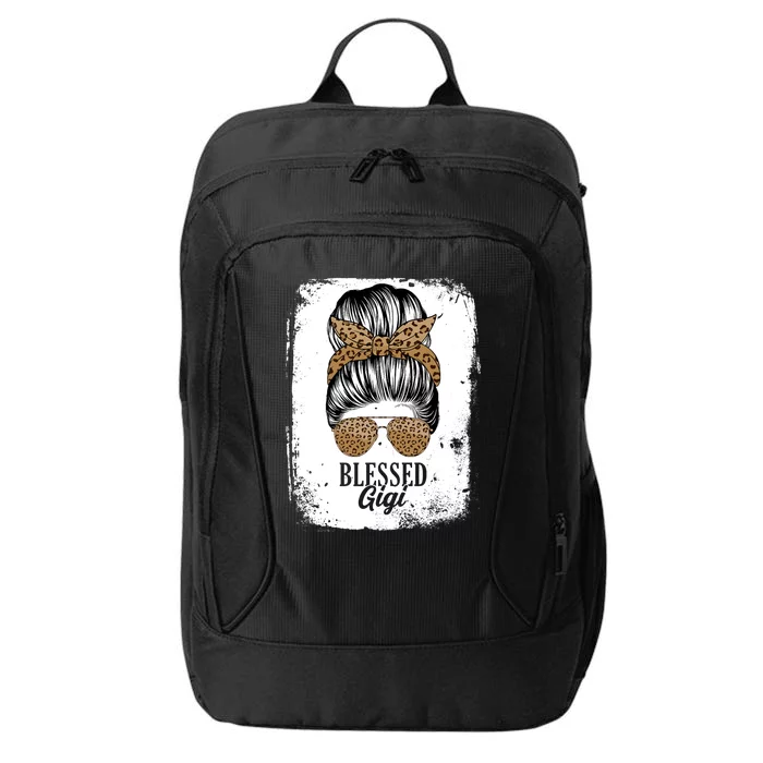 Blessed Gigi Messy Hair Bun Leopard Pattern Mother's Day City Backpack