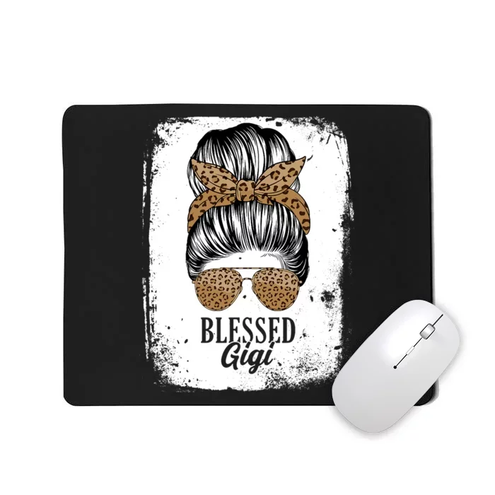 Blessed Gigi Messy Hair Bun Leopard Pattern Mother's Day Mousepad