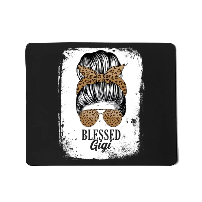 Blessed Gigi Messy Hair Bun Leopard Pattern Mother's Day Mousepad