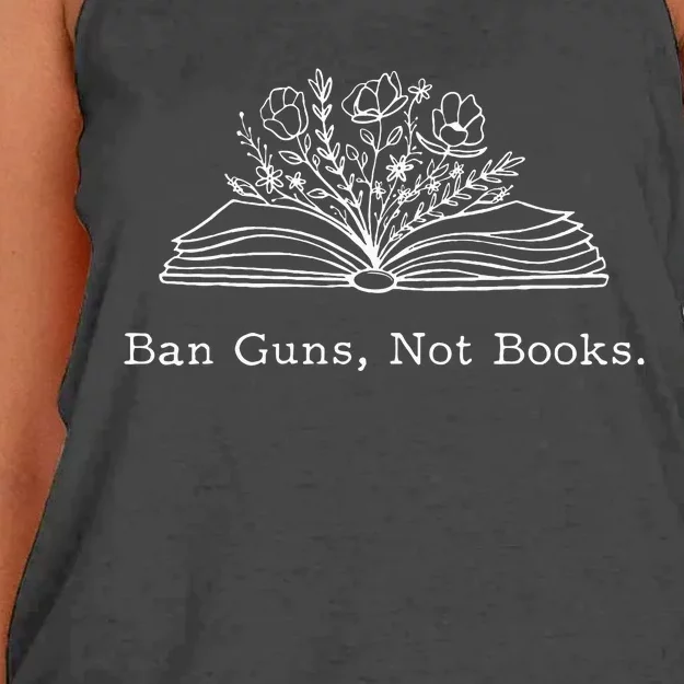 Ban Guns Not Books Retro Read Banned Books Lover Women's Knotted Racerback Tank