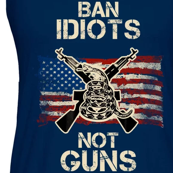 Ban Guns Not Idiots Pro American Gun Rights Flag Ladies Essential Flowy Tank