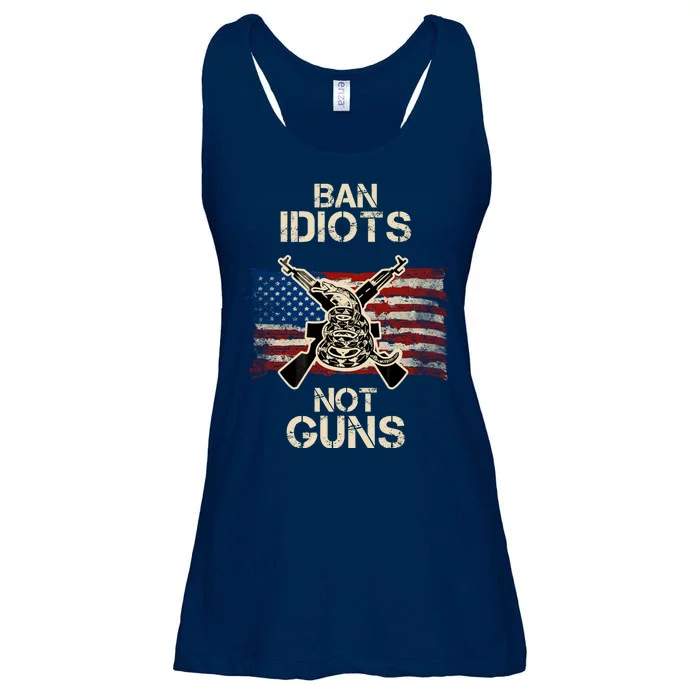 Ban Guns Not Idiots Pro American Gun Rights Flag Ladies Essential Flowy Tank