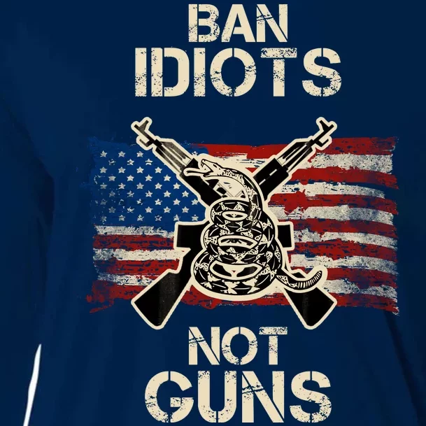 Ban Guns Not Idiots Pro American Gun Rights Flag Cooling Performance Long Sleeve Crew