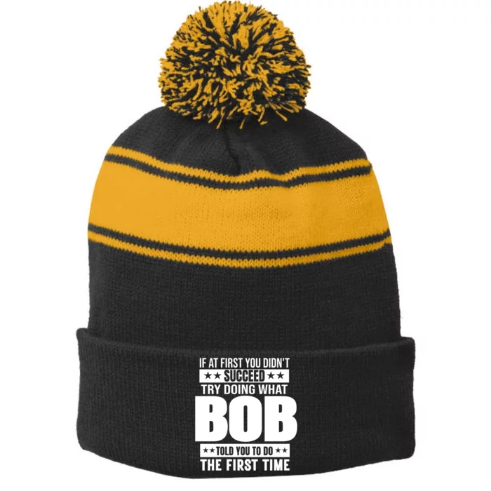 Bob Gift Name Personalized Birthday Funny Gift Stripe Pom Pom Beanie