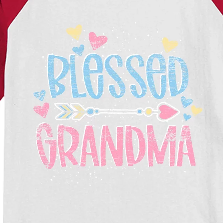 Blessed Grandma Nana Granny Grandmother Mothers Day Grandma Gift Kids Colorblock Raglan Jersey