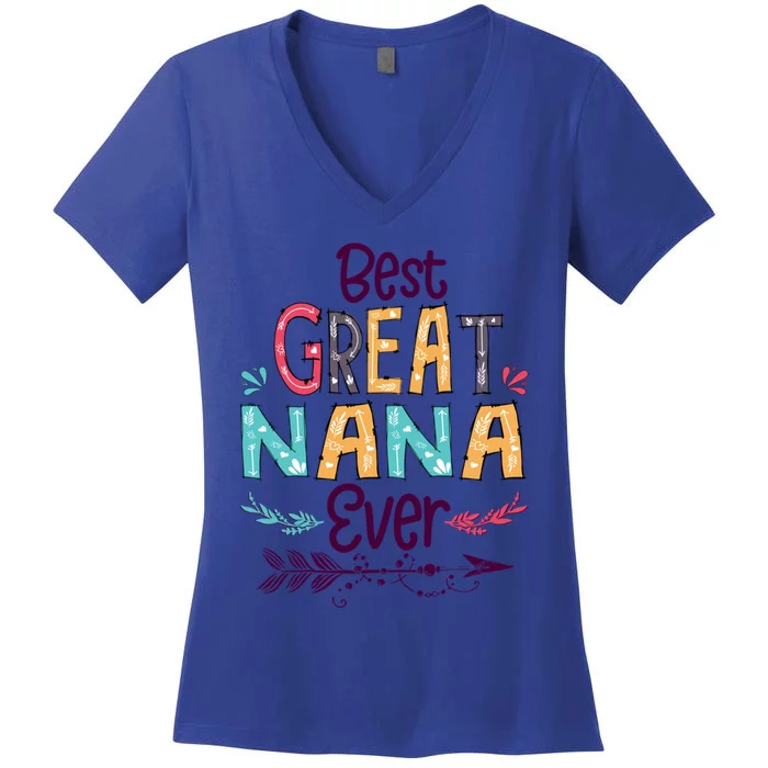 Best Great Nana Ever Cute Arrow Family Blessing Great Gift Women's V-Neck T-Shirt