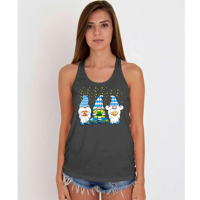 Bavarian Gnomes Octoberfest German Oktoberfest Women's Knotted Racerback Tank