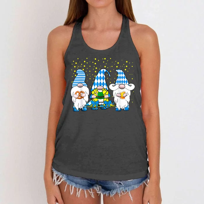 Bavarian Gnomes Octoberfest German Oktoberfest Women's Knotted Racerback Tank