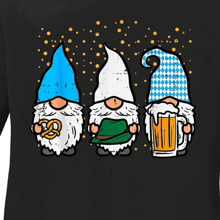 Bavarian Gnomes Octoberfest German Oktoberfest Ladies Long Sleeve Shirt