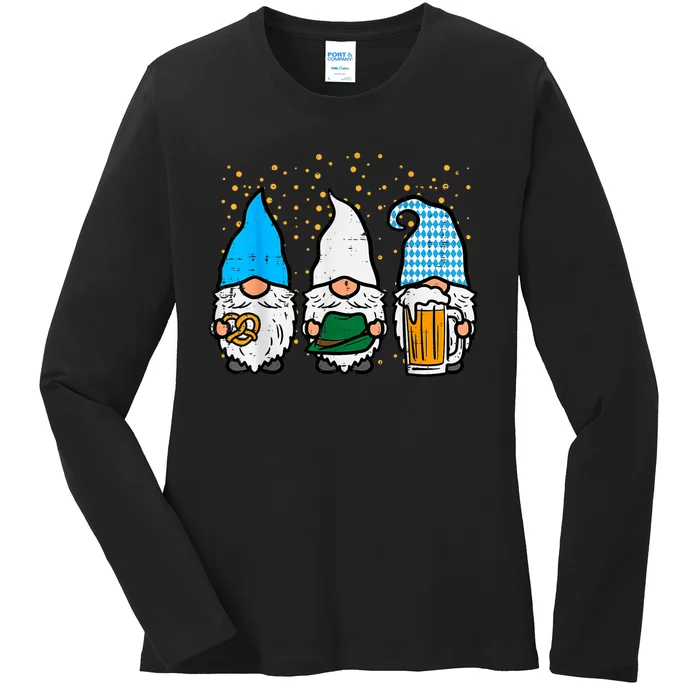 Bavarian Gnomes Octoberfest German Oktoberfest Ladies Long Sleeve Shirt