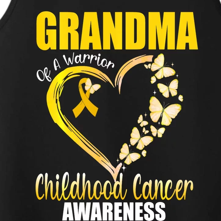 Butterfly Grandma Of A Warrior Childhood Cancer Awareness Performance Tank