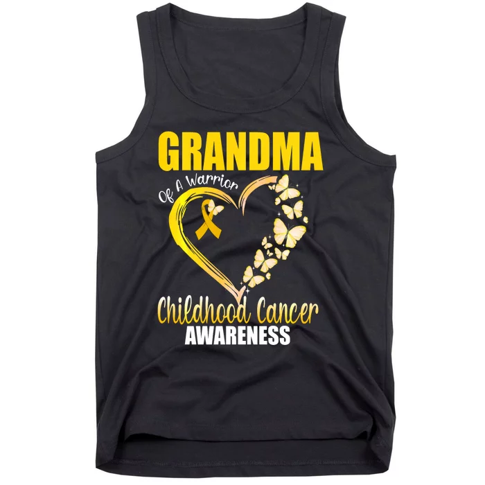 Butterfly Grandma Of A Warrior Childhood Cancer Awareness Tank Top