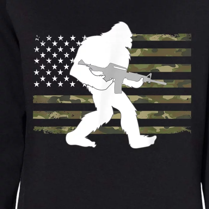 Bigfoot Gun Owner Camo Us American Flag Sasquatch Ar15 Rifle Womens California Wash Sweatshirt