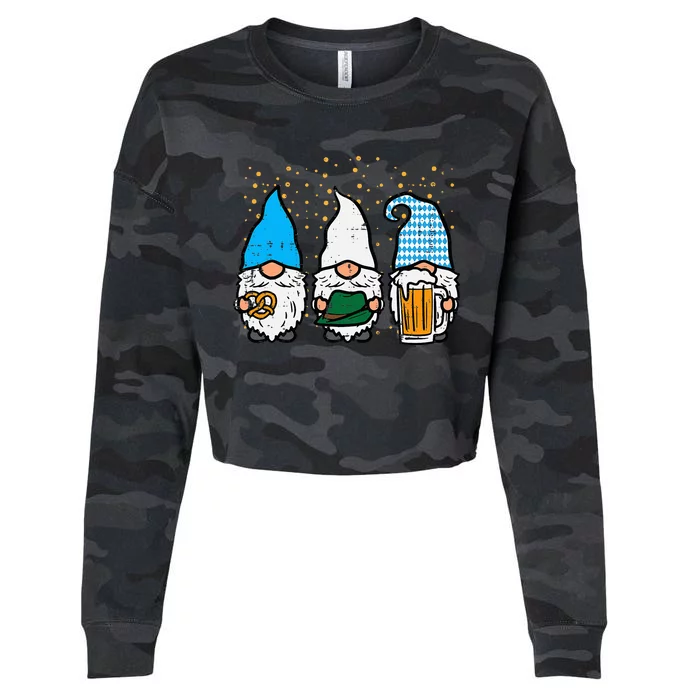 Bavarian Gnomes Octoberfest German Oktoberfest Cropped Pullover Crew