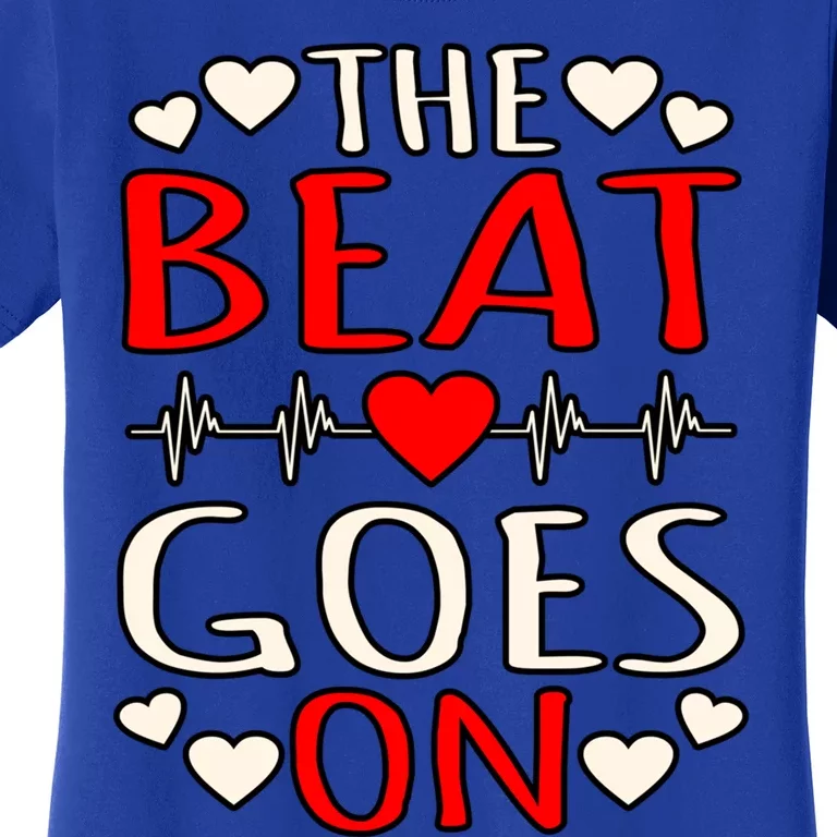 Beat Goes On Heart Disease Awareness Survivor Graphic Gift Women's T-Shirt