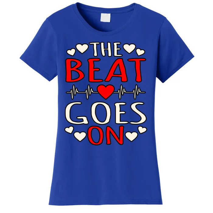 Beat Goes On Heart Disease Awareness Survivor Graphic Gift Women's T-Shirt