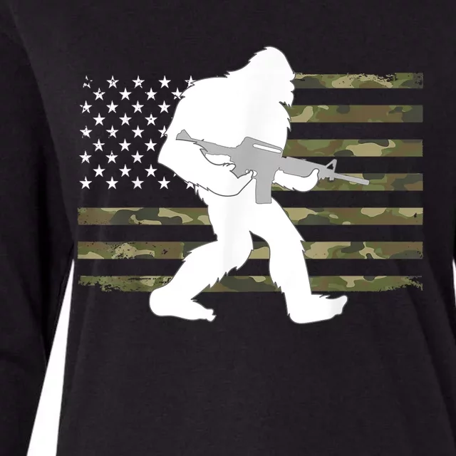 Bigfoot Gun Owner Camo Us American Flag Sasquatch Ar15 Rifle Womens Cotton Relaxed Long Sleeve T-Shirt