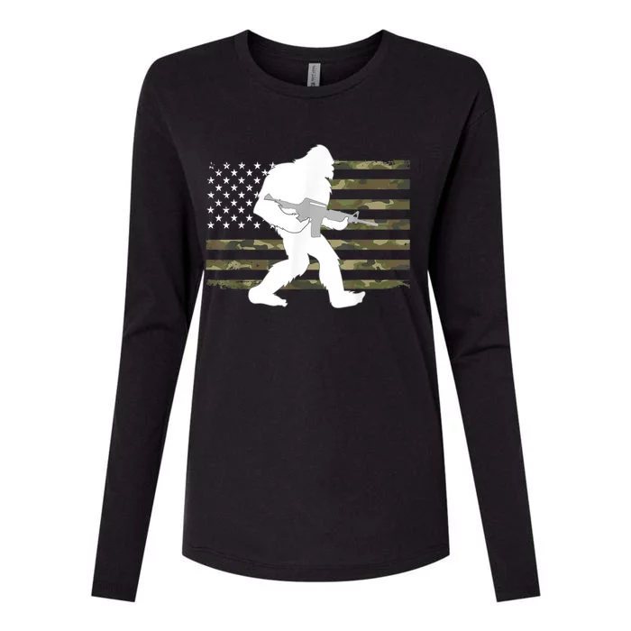 Bigfoot Gun Owner Camo Us American Flag Sasquatch Ar15 Rifle Womens Cotton Relaxed Long Sleeve T-Shirt