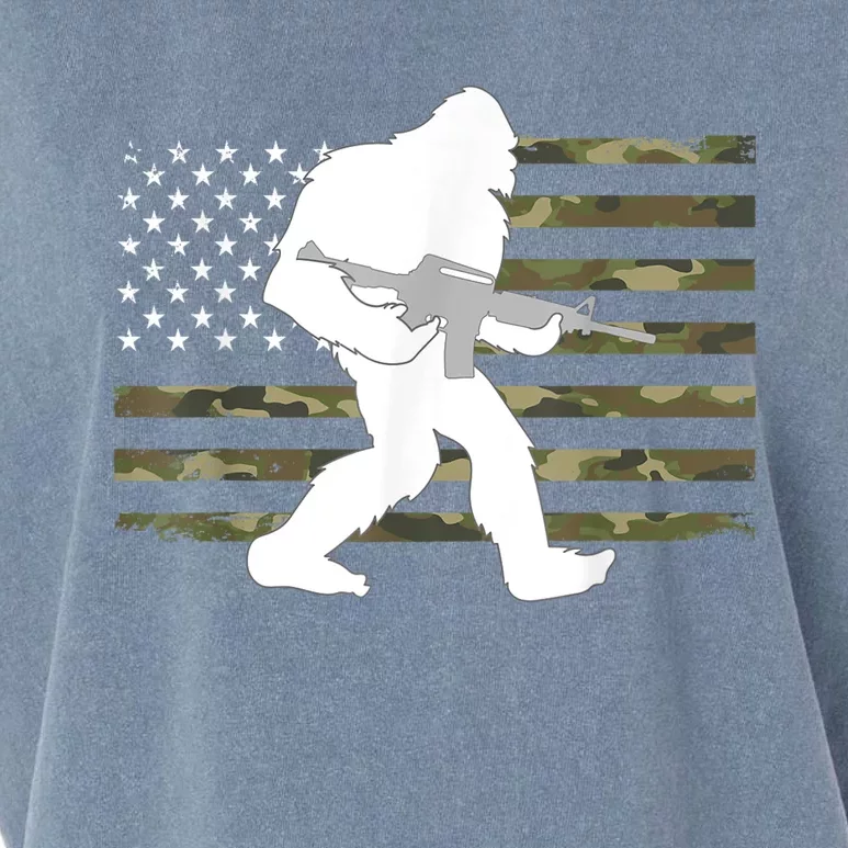 Bigfoot Gun Owner Camo Us American Flag Sasquatch Ar15 Rifle Garment-Dyed Women's Muscle Tee