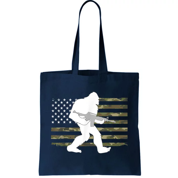 Bigfoot Gun Owner Camo Us American Flag Sasquatch Ar15 Rifle Tote Bag