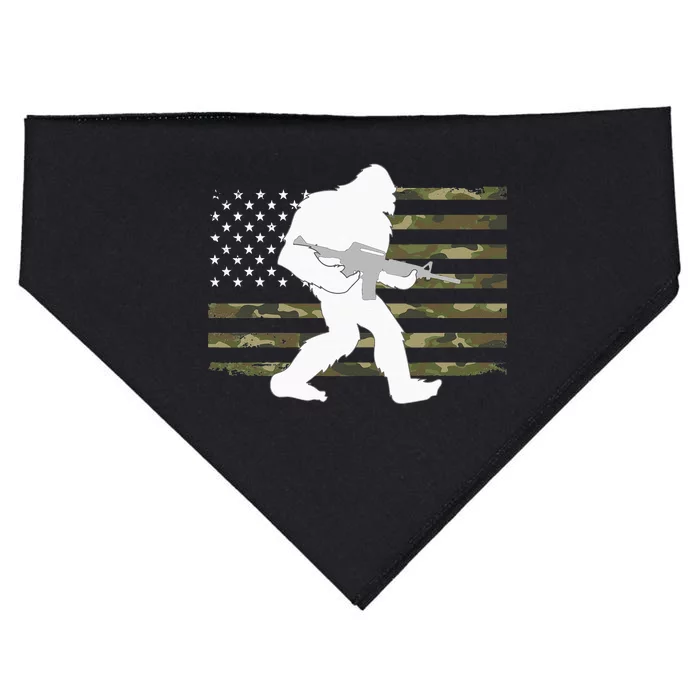 Bigfoot Gun Owner Camo US American Flag Sasquatch AR15 Rifle USA-Made Doggie Bandana