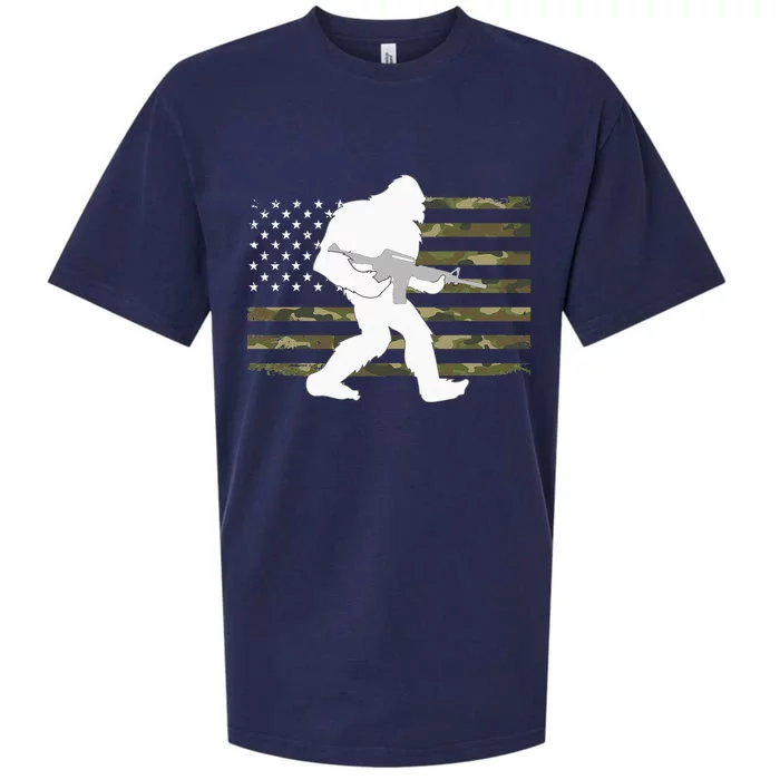 Bigfoot Gun Owner Camo US American Flag Sasquatch AR15 Rifle Sueded Cloud Jersey T-Shirt